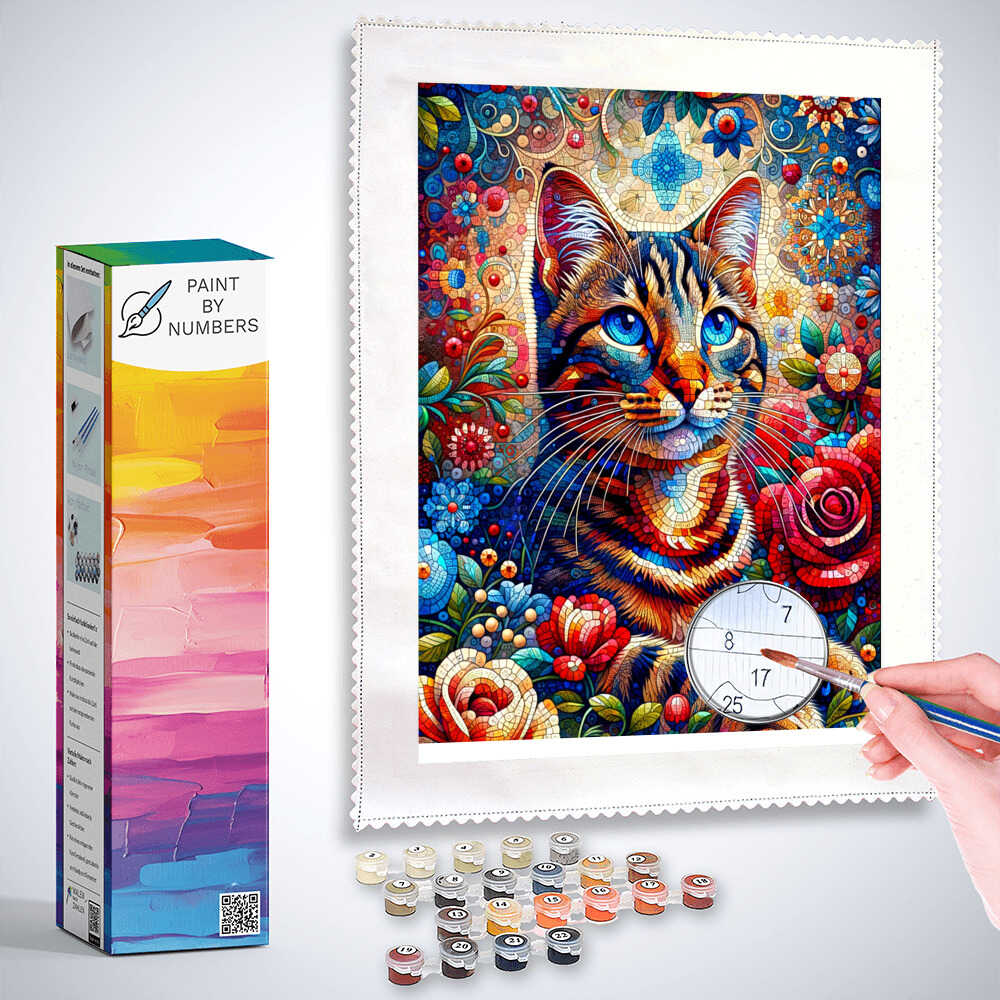 Paint by Numbers - Cat Mosaic Spotted Cat