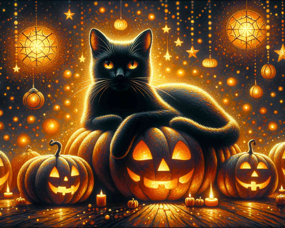 Cat with pumpkin - Paint by Numbers
