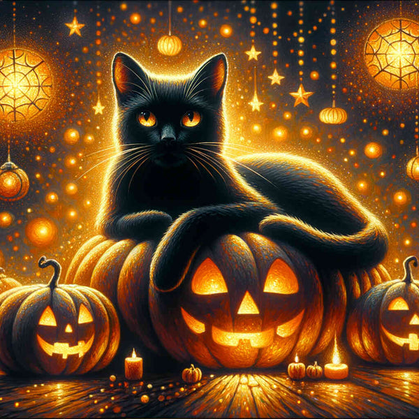Cat with pumpkin - Paint by Numbers