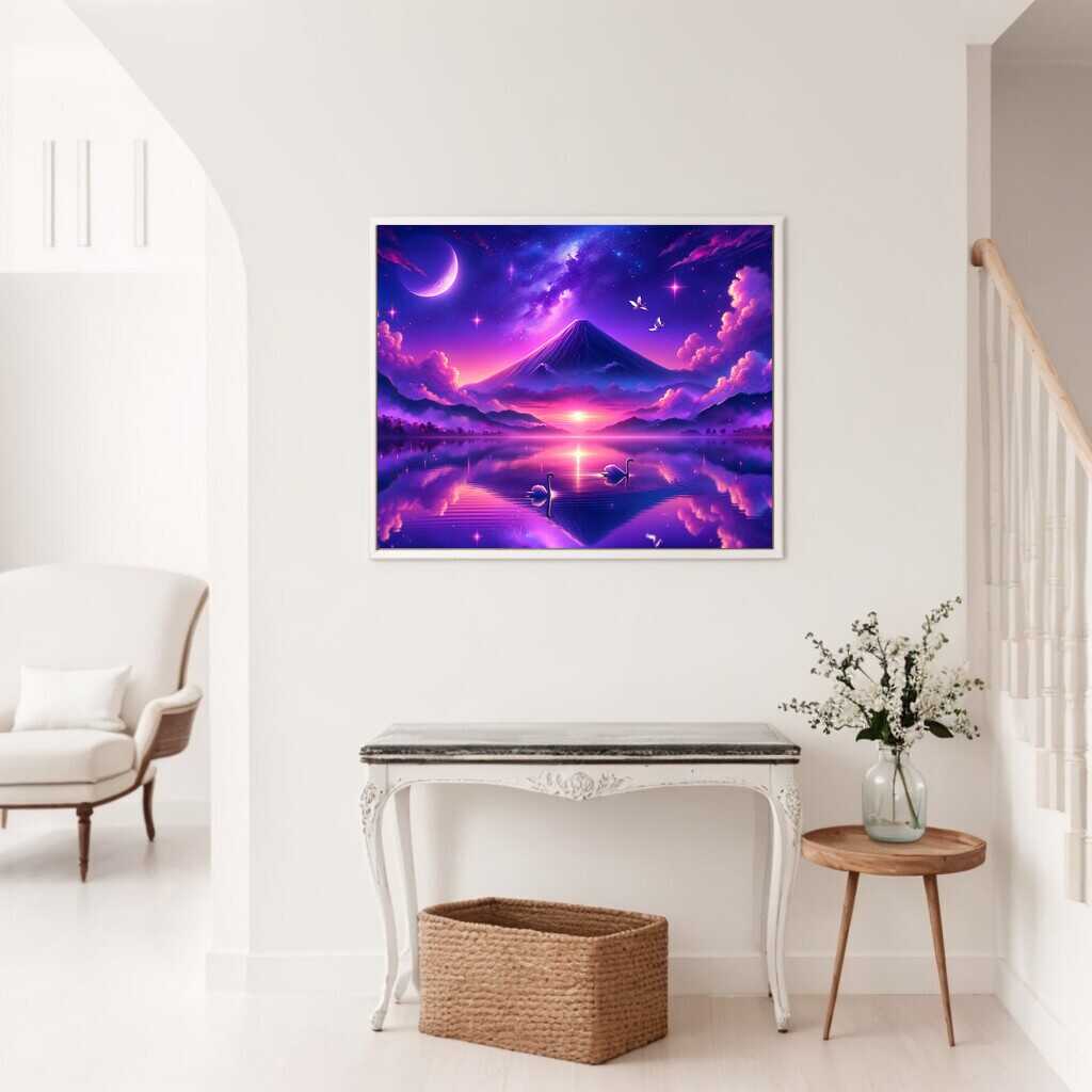 Paint by Numbers - Volcano, purple sky