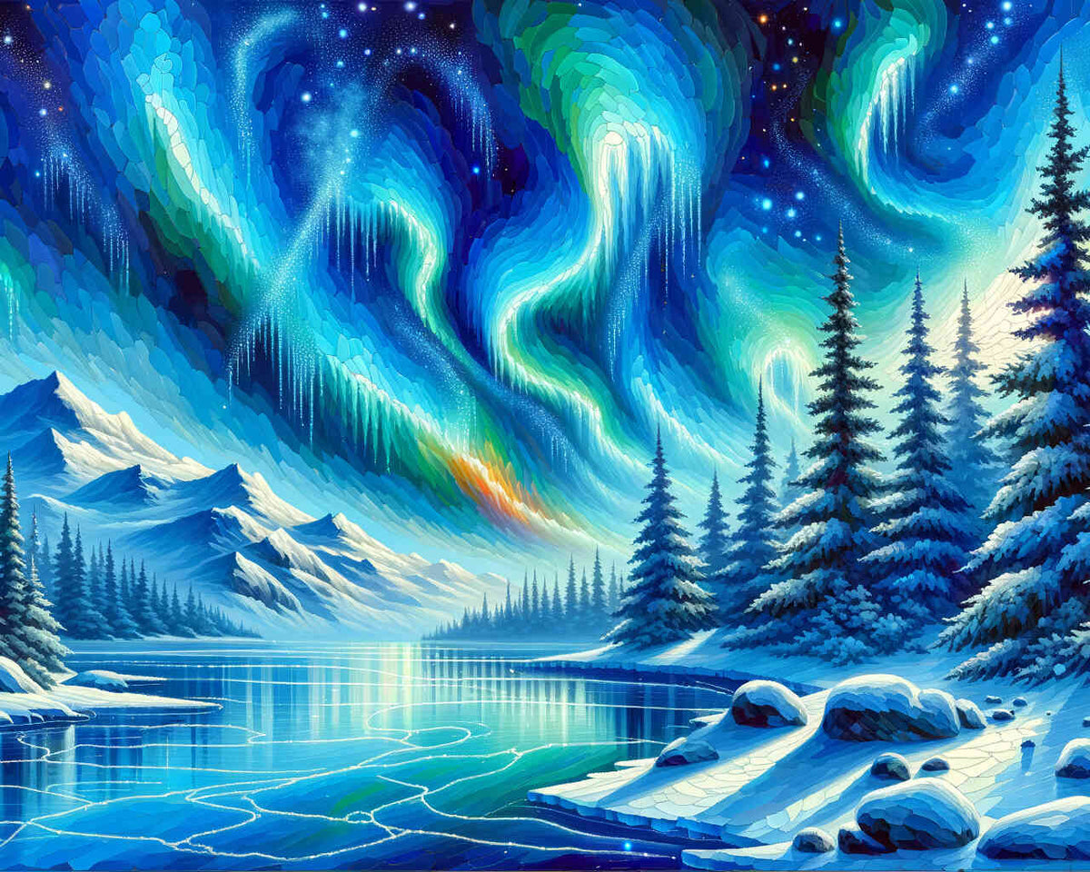 Paint by Numbers - Polar Lights in Blue