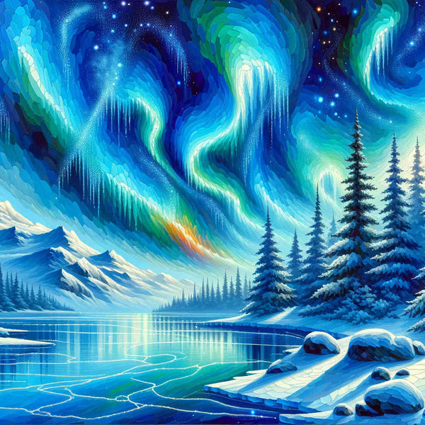 Paint by Numbers - Polar Lights in Blue