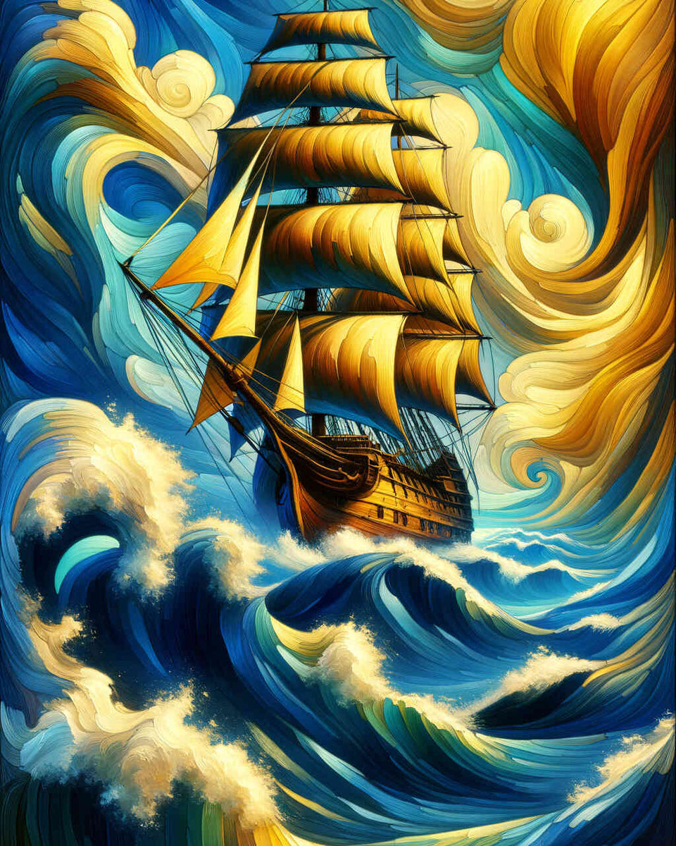 Sailboat, wild sea - Paint by Numbers