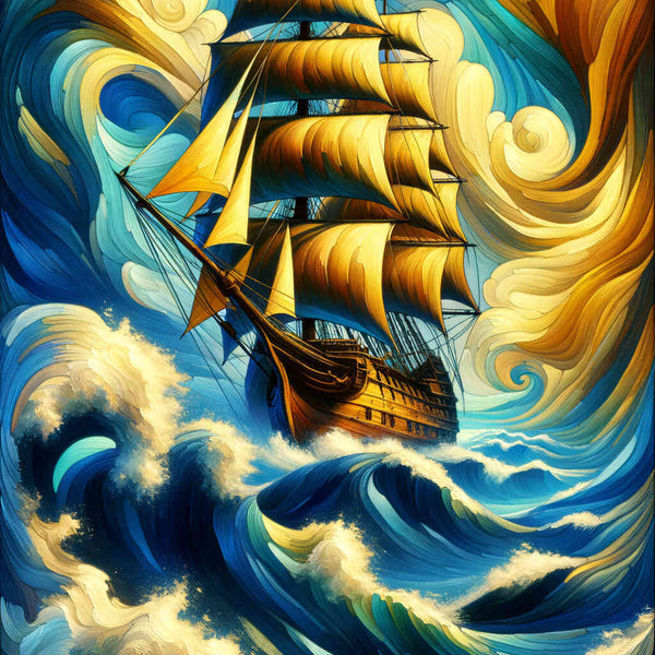 Sailboat, wild sea - Paint by Numbers