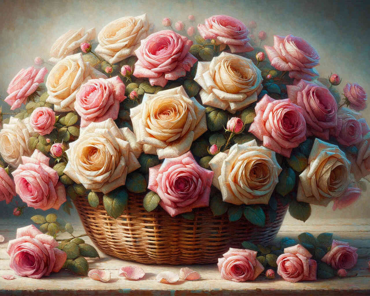 Paint by Numbers - A basket of roses