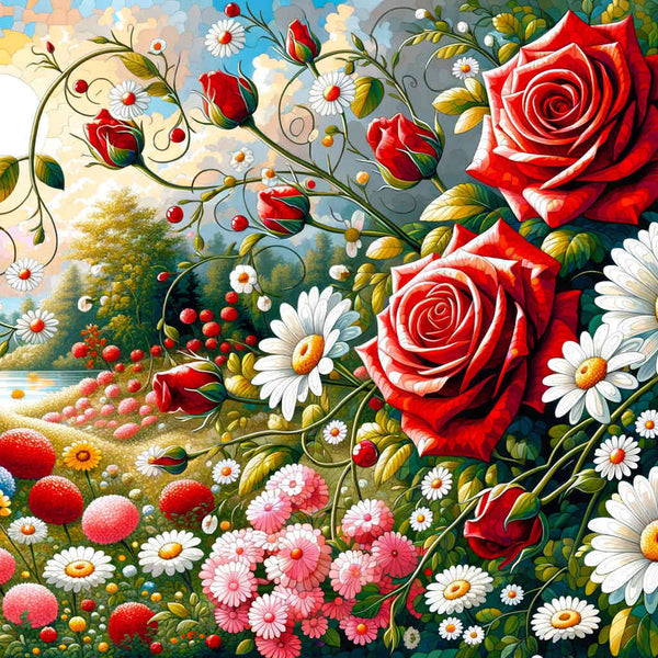 Paint by Numbers - Roses and daisies