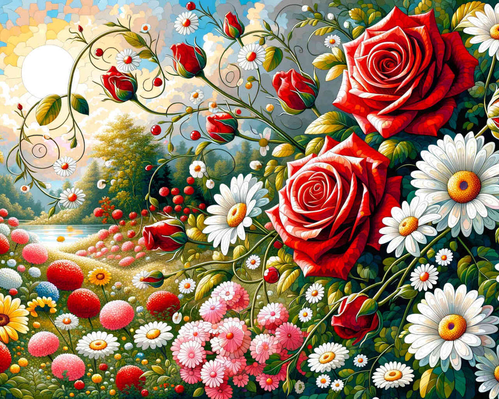 Paint by Numbers - Roses and daisies