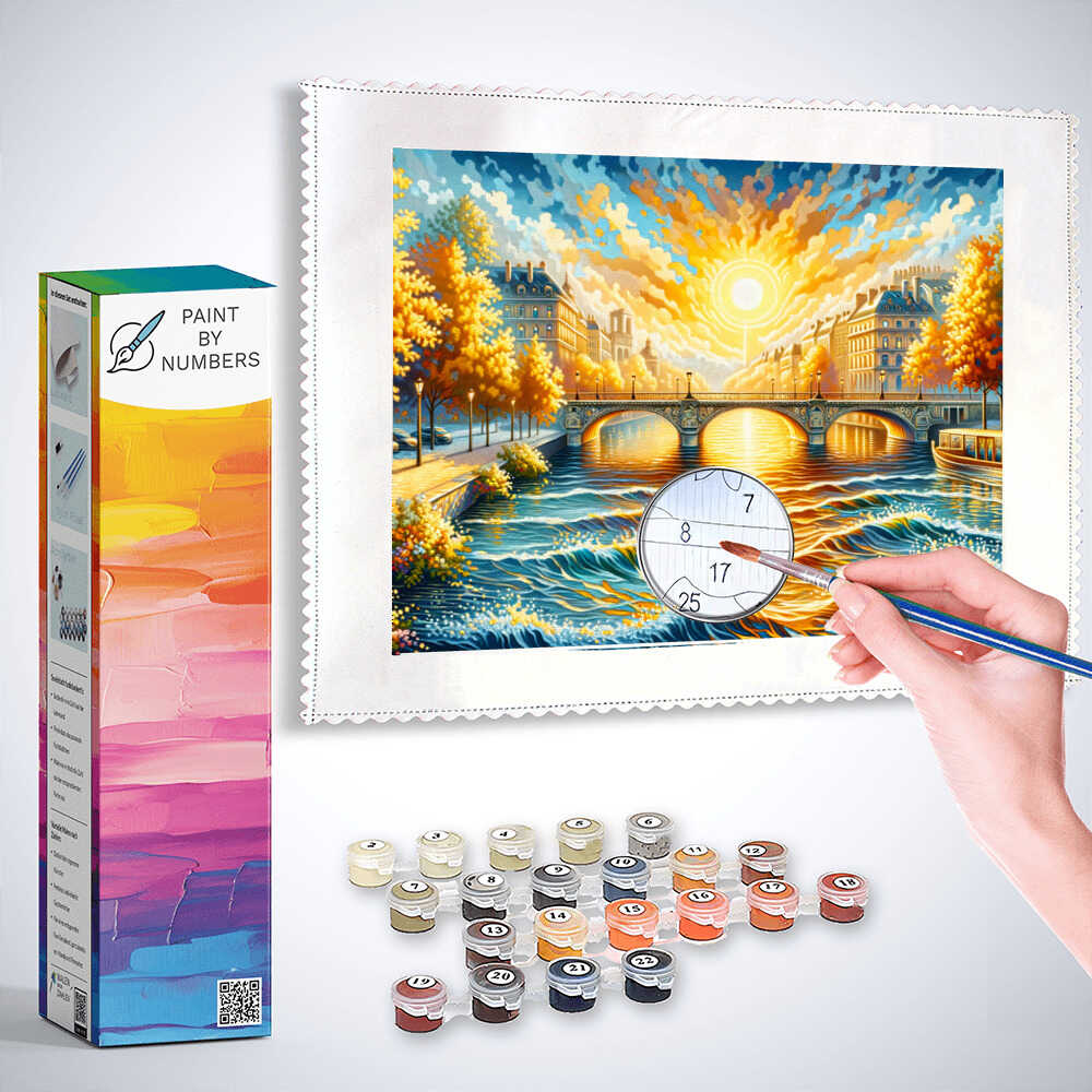 Bridge over river, sunshine - Paint by Numbers