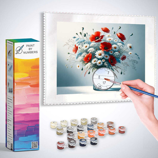 Daisies and poppies - Paint by Numbers