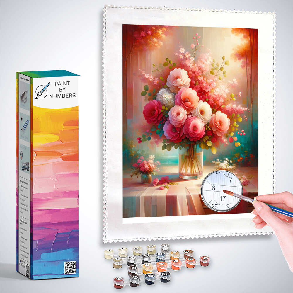 Glass vase with flowers - Paint by Numbers