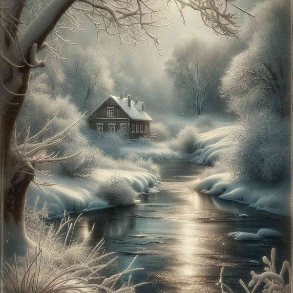Paint by Numbers - House by the River in the Snow