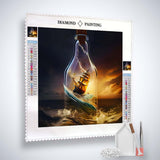 Diamond Painting - Schiff im Glas - gedruckt in Ultra-HD - Blumen, Neu eingetroffen, Quadratisch, Schiff, Schiffe