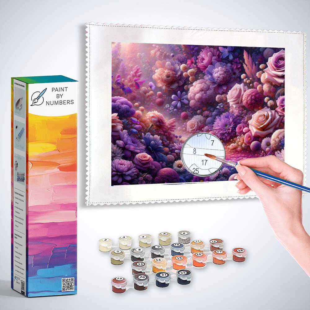 Paint by Numbers - Purple and pink flower dream
