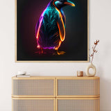 Neon Penguin Diamond Painting Kit on display above modern dresser - Paint by Numbers Art