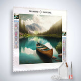 Diamond Painting Kit Three Boats in Mountain Lake - Paint by Numbers Art with Enhanced Acrylic Diamonds and Professional Tools