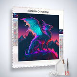 Diamond Painting Kit - Flame Path with Vivid Dragon Design and Paint by Numbers Accessories