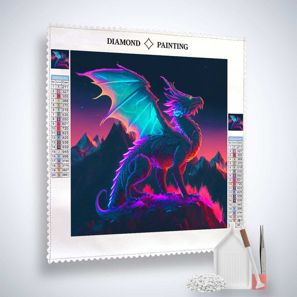 Diamond Painting Kit - Flame Path with Vivid Dragon Design and Paint by Numbers Accessories