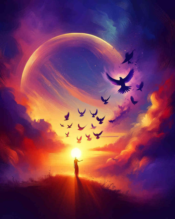 Paint by Numbers - Birds love, sunset