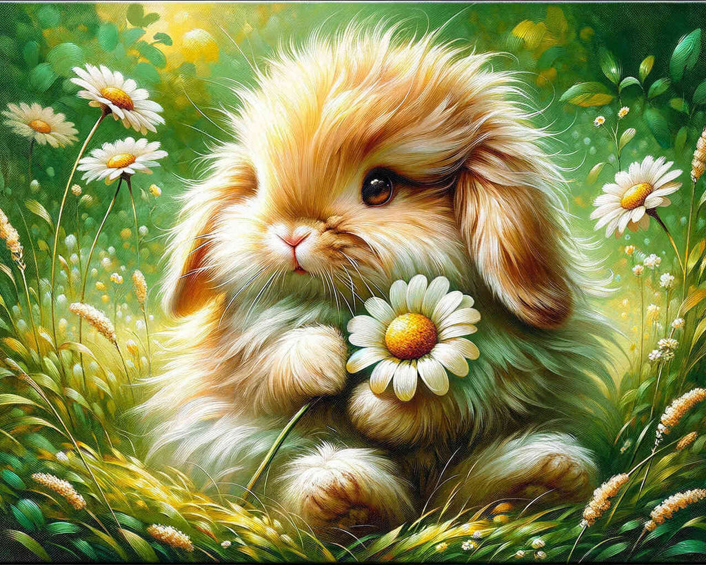 Paint by Numbers - Bunny holds daisies