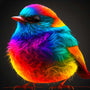 Neon rainbow-colored bird, a stunning artwork example from AB Diamond Painting's Paint by Numbers kit, showcasing vibrant colors and intricate details.