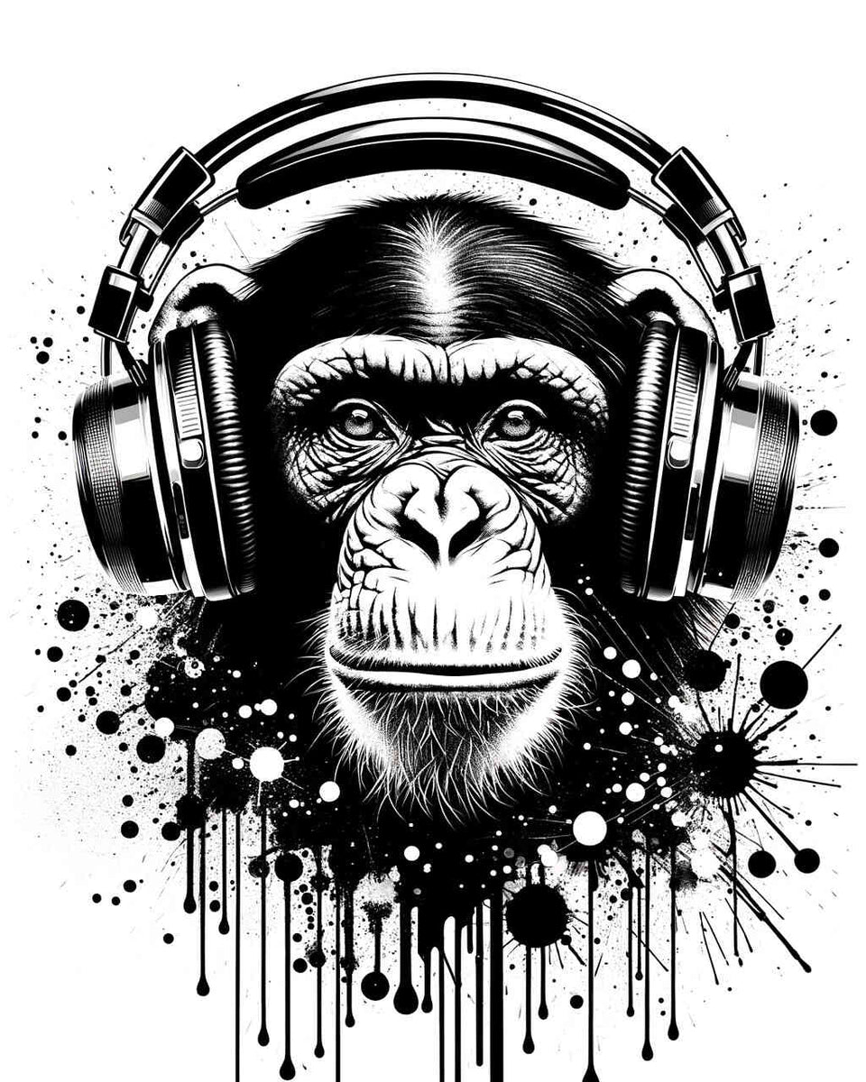 Chimpanzee with headphones - Paint by Numbers