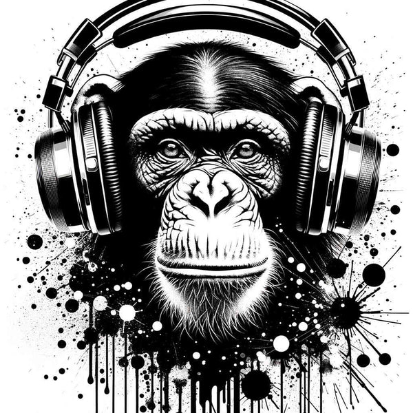 Chimpanzee with headphones - Paint by Numbers