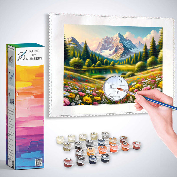 Paint by Numbers - Flower meadow and Zugspitze