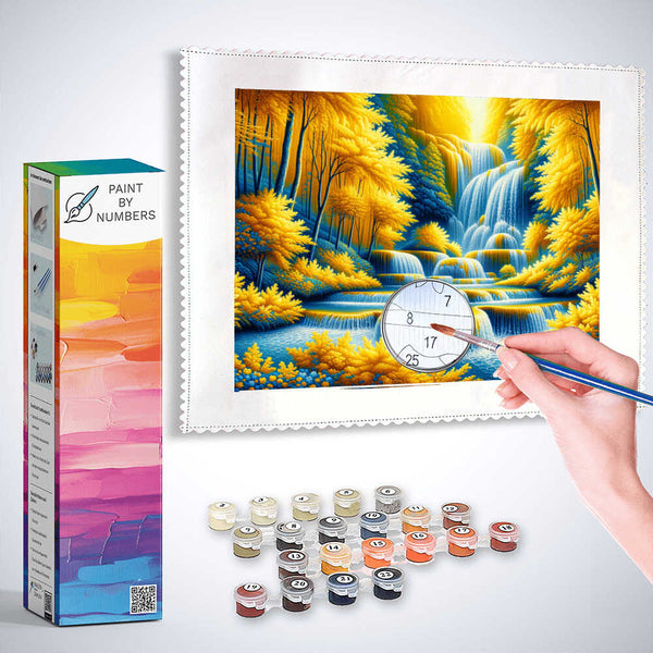 Paint by Numbers - Waterfall in the Yellow Forest