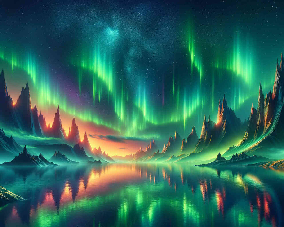 Paint by Numbers - Polar Lights Mountain at Sea