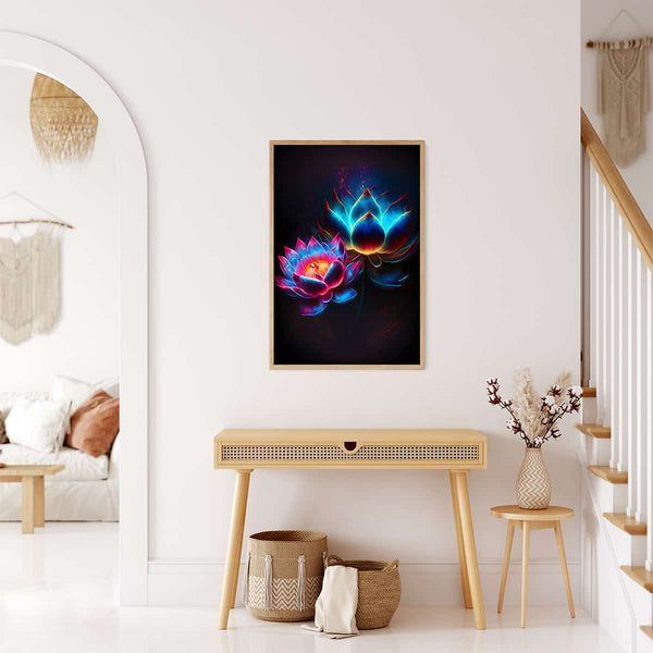 Diamond Painting - Flower Concert artwork displayed in a modern living room, part of Paint by Numbers Diamond Painting Kit.