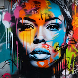 Malen nach Zahlen - Frau Sprayart - hochwertige Leinwand - 170523, Grafitti, Menschen, Neu eingetroffen, Quadratisch