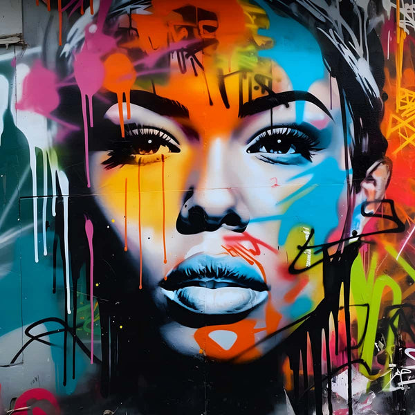 Malen nach Zahlen - Frau Sprayart - hochwertige Leinwand - 170523, Grafitti, Menschen, Neu eingetroffen, Quadratisch