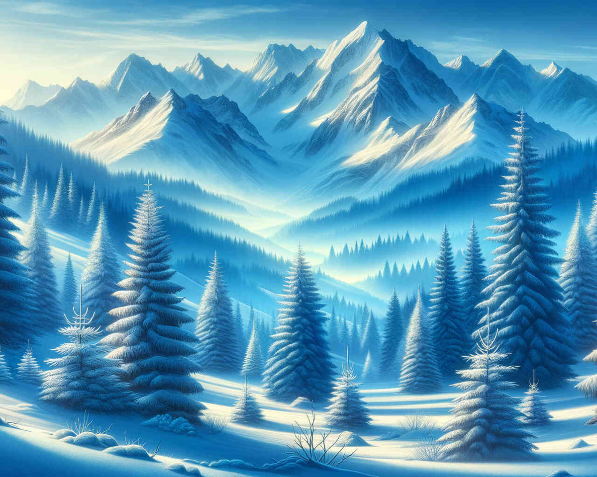 Fir trees and mountains - Paint by Numbers