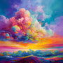 Diamond Painting - Abstract Dream kit featuring a vivid, colorful sky with clouds and a sunset, perfect for Paint by Numbers enthusiasts