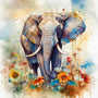 Majestic elephant diamond painting kit with vibrant flowers and paint by numbers description