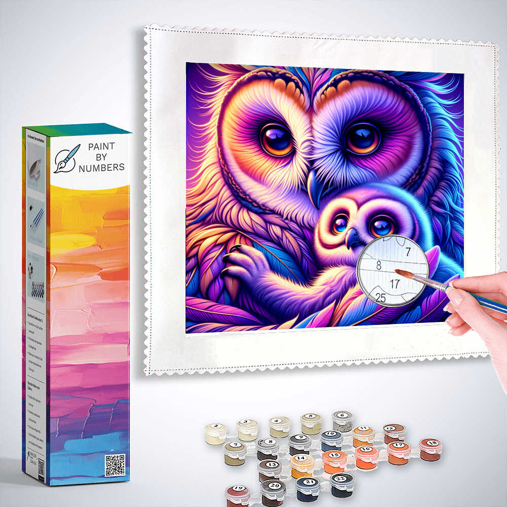 Paint by Numbers - Owl Mother and Child
