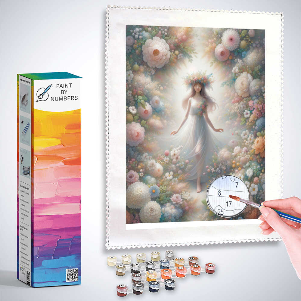 Paint by Numbers - Girl surrounded by flowers
