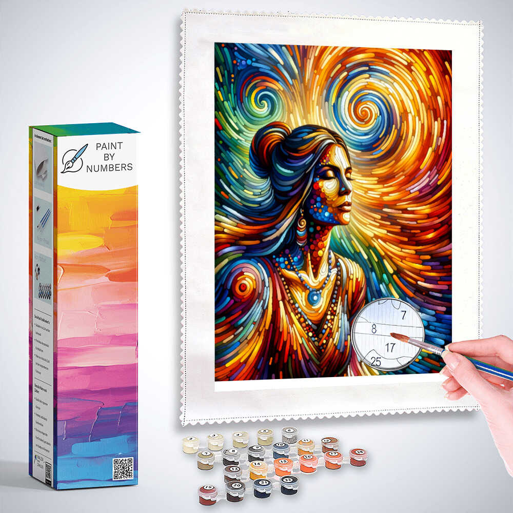 Woman surrounded by colors - Paint by Numbers