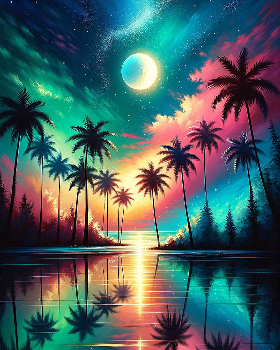 Paint by Numbers - Moon and Shadow Palms