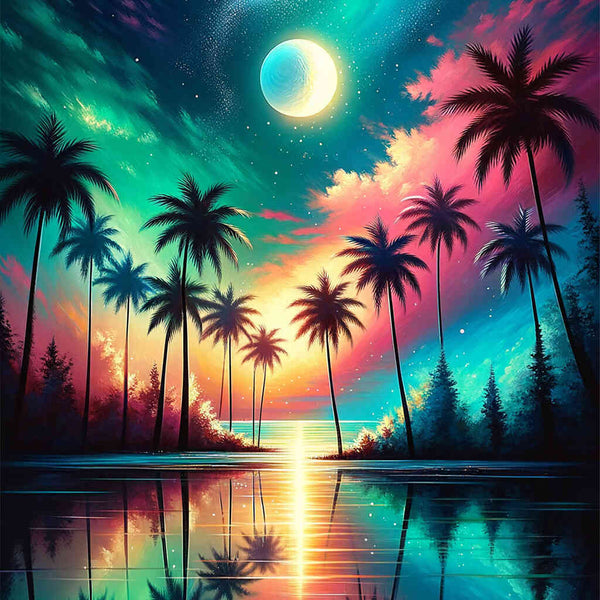 Paint by Numbers - Moon and Shadow Palms