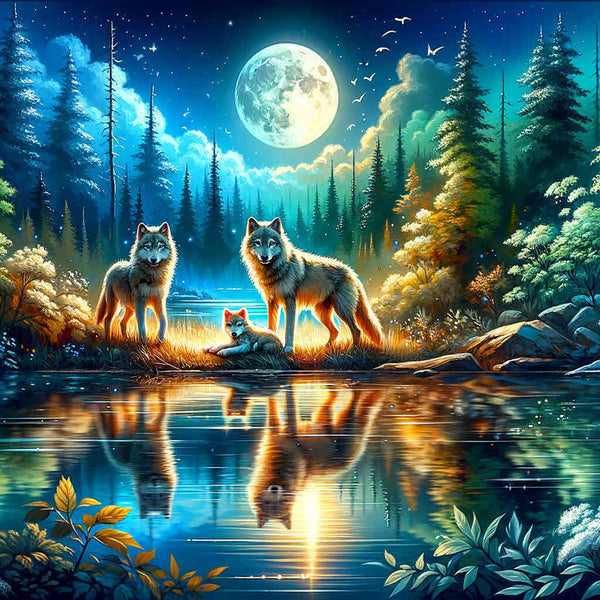 Paint by Numbers - Wolves, parent and child