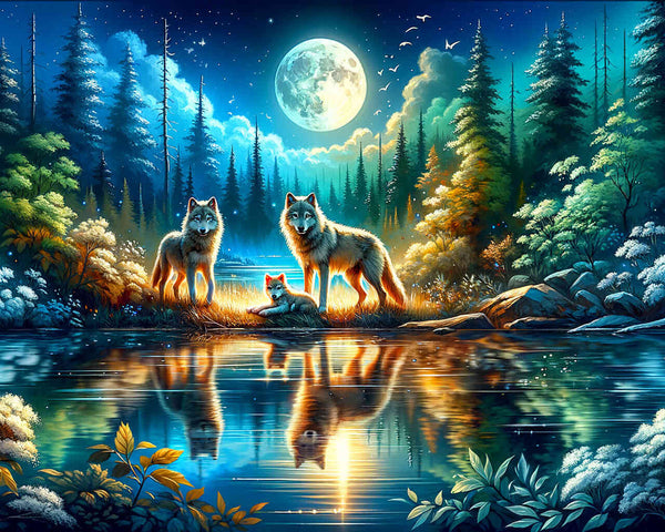 Paint by Numbers - Wolves, parent and child