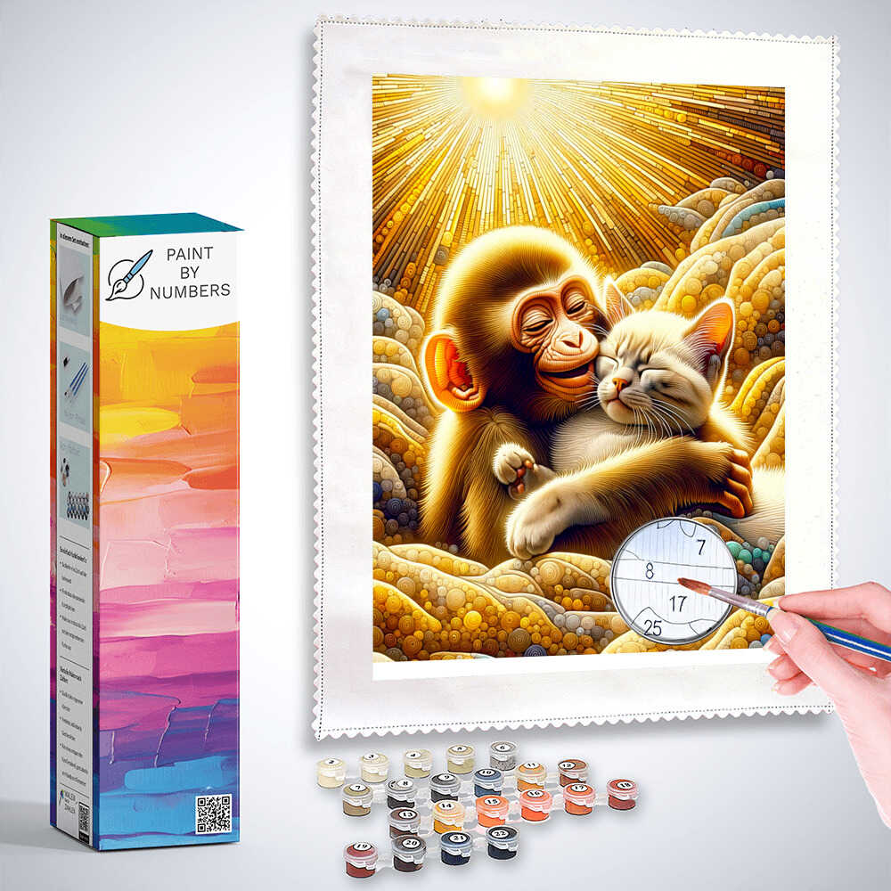 Paint by Numbers - Monkey and Cat Friends