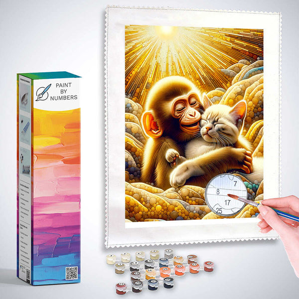Paint by Numbers - Monkey and Cat Friends