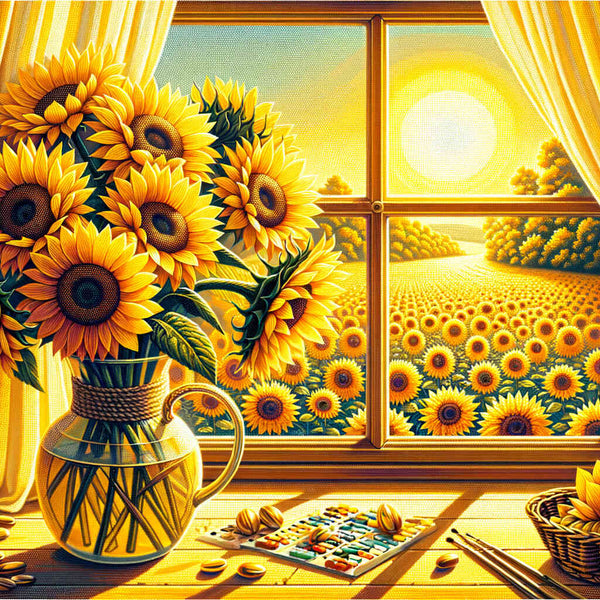 Paint by Numbers - Sunflower Bouquet at Window