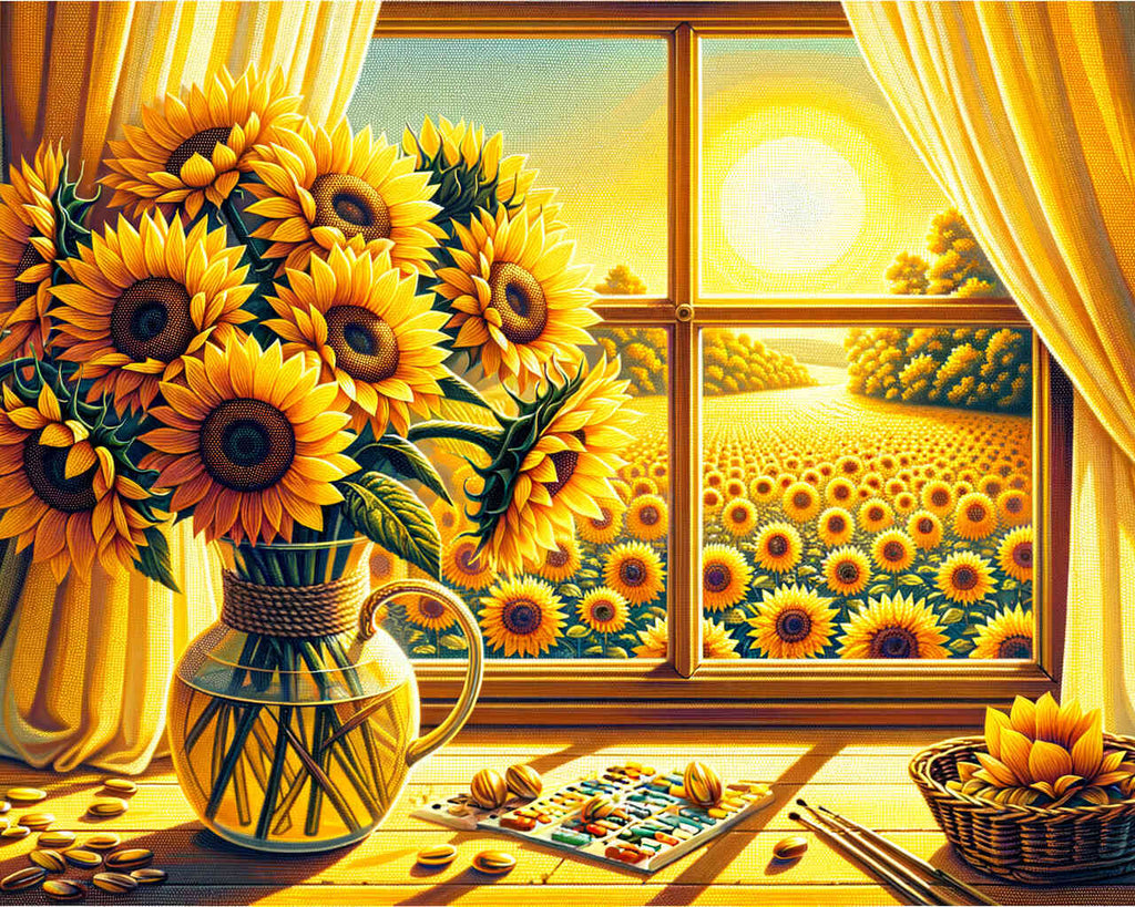 Paint by Numbers - Sunflower Bouquet at Window