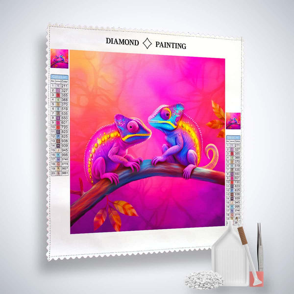 AB Diamond Painting - Chamäleon Liebe - gedruckt in Ultra-HD - AB Diamond, Chamäleon, Liebe, Neu eingetroffen, Quadratisch, Tiere