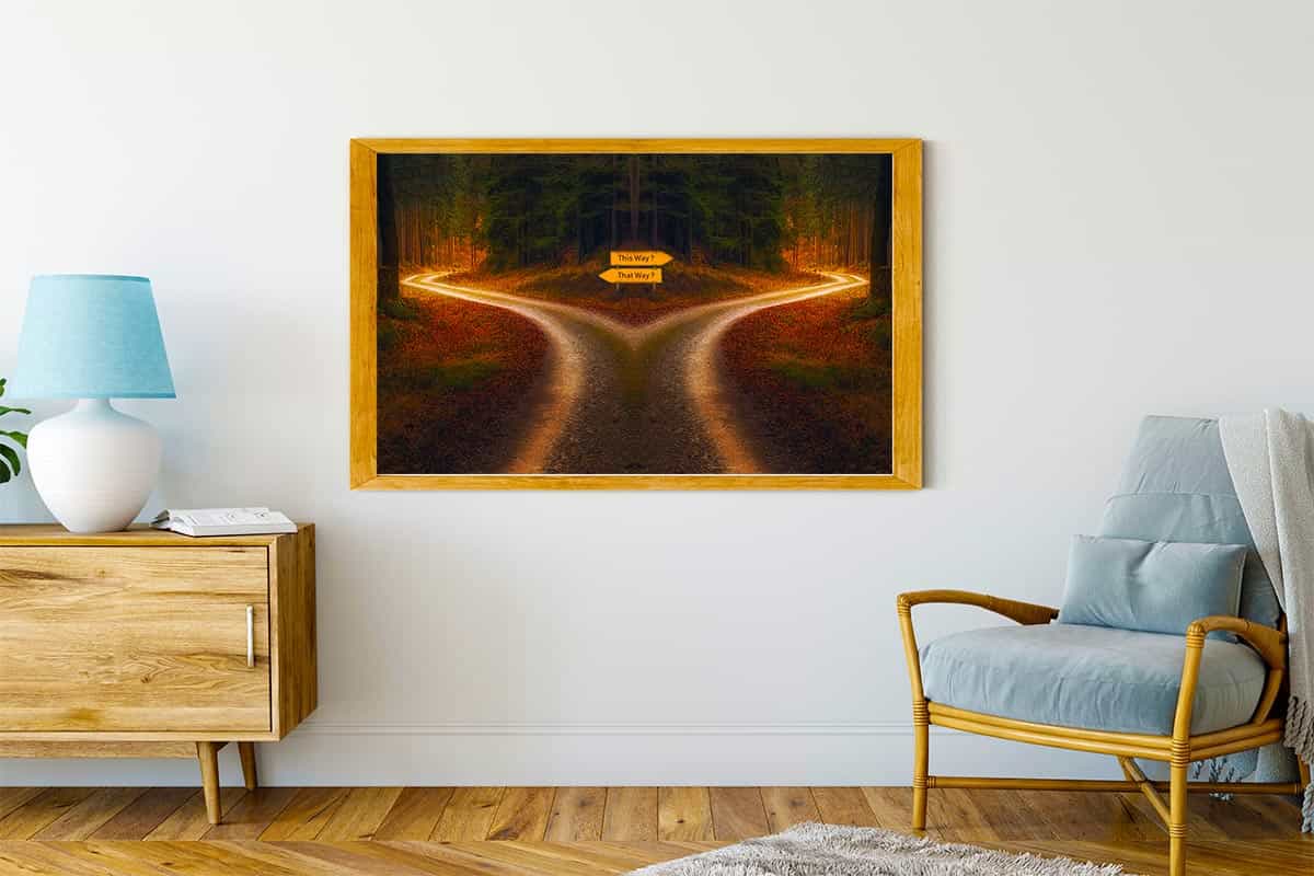 Malen nach Zahlen - Weggabelung - hochwertige Leinwand - Horizontal, Landschaft, Sprüche