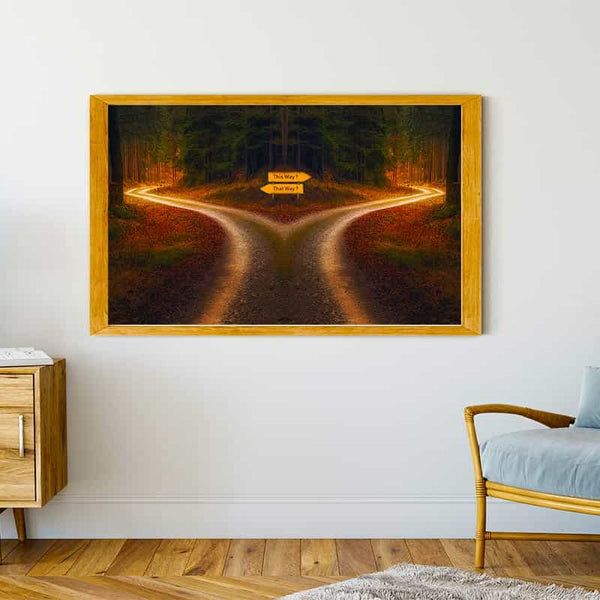 Malen nach Zahlen - Weggabelung - hochwertige Leinwand - Horizontal, Landschaft, Sprüche