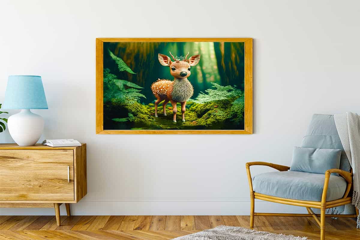 Malen nach Zahlen - Kleines Reh - hochwertige Leinwand - Horizontal, Reh, Tiere, Wald